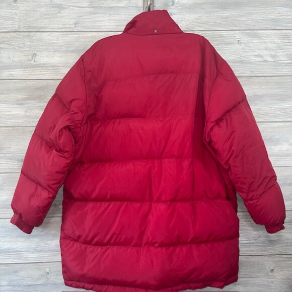 Vintage Lands End Goose Down XL Puffer Ski Jacket Red Blue Retro Y2K Winter Coat - Picture 8 of 8